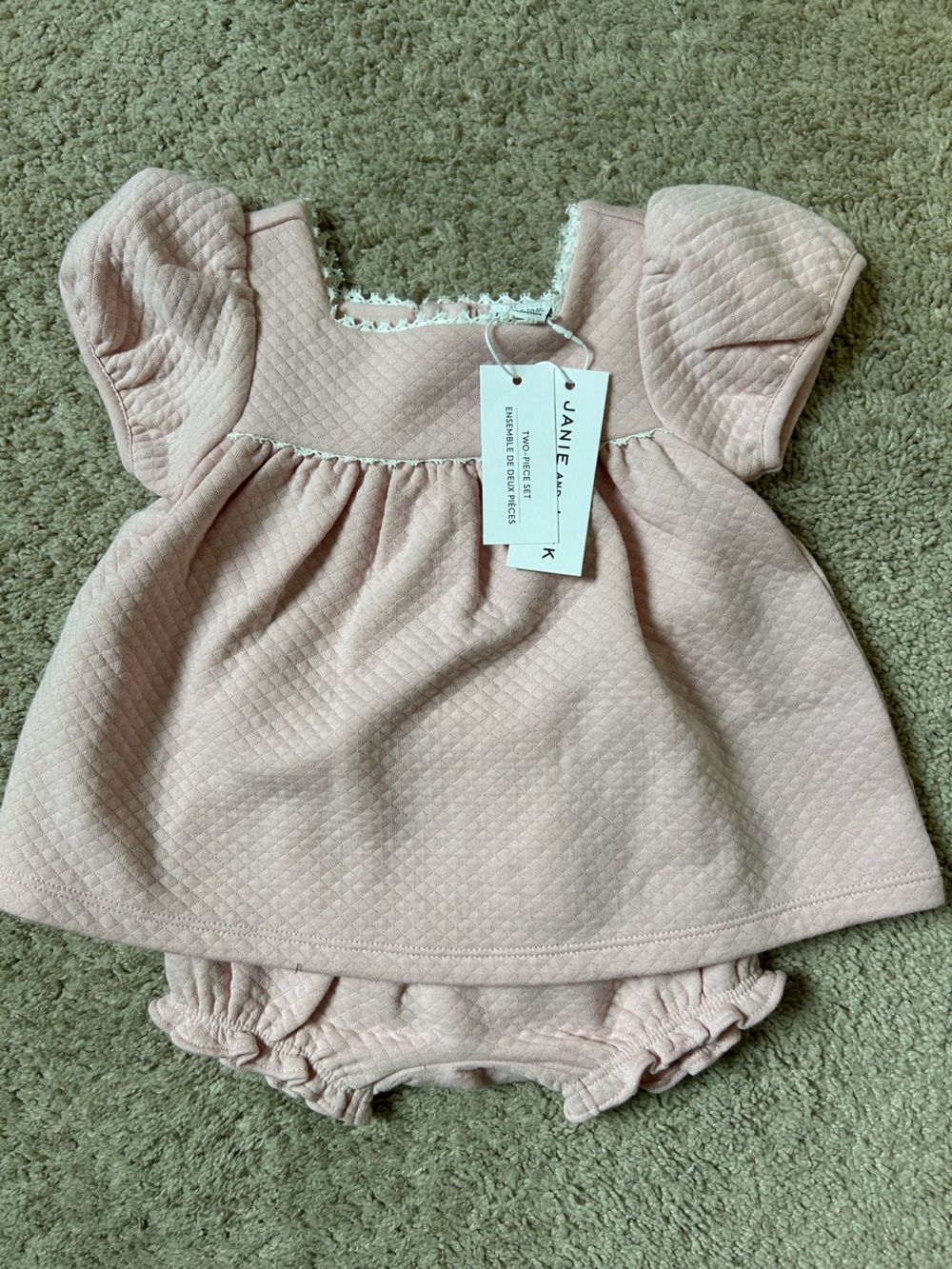 6-12mo Janie and Jack Pale Pink Quilted Skirted Bottoms